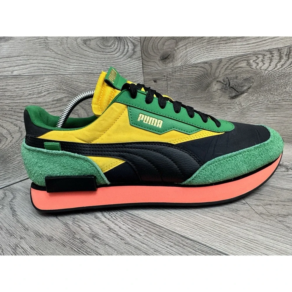 Puma Future Rider Game On Black Green Yellow sneaker shoes men's size 11